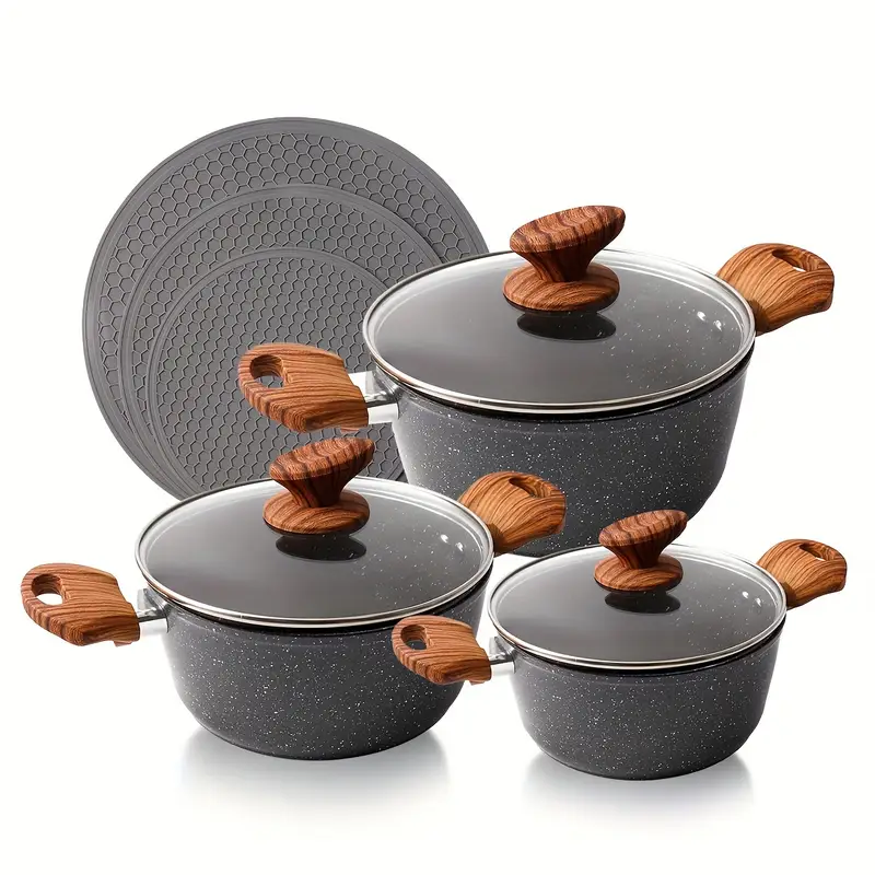 3-Piece Nonstick Cooking Pot Set